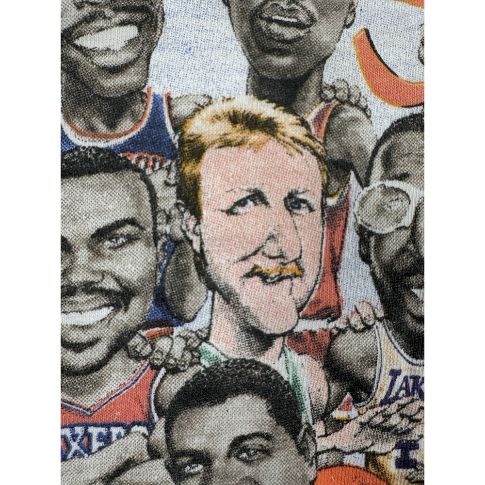 Vintage 1990 NBA All Stars Salem Caricature T Shirt Jordan Miami White Mens Sz L - Picture 8 of 13